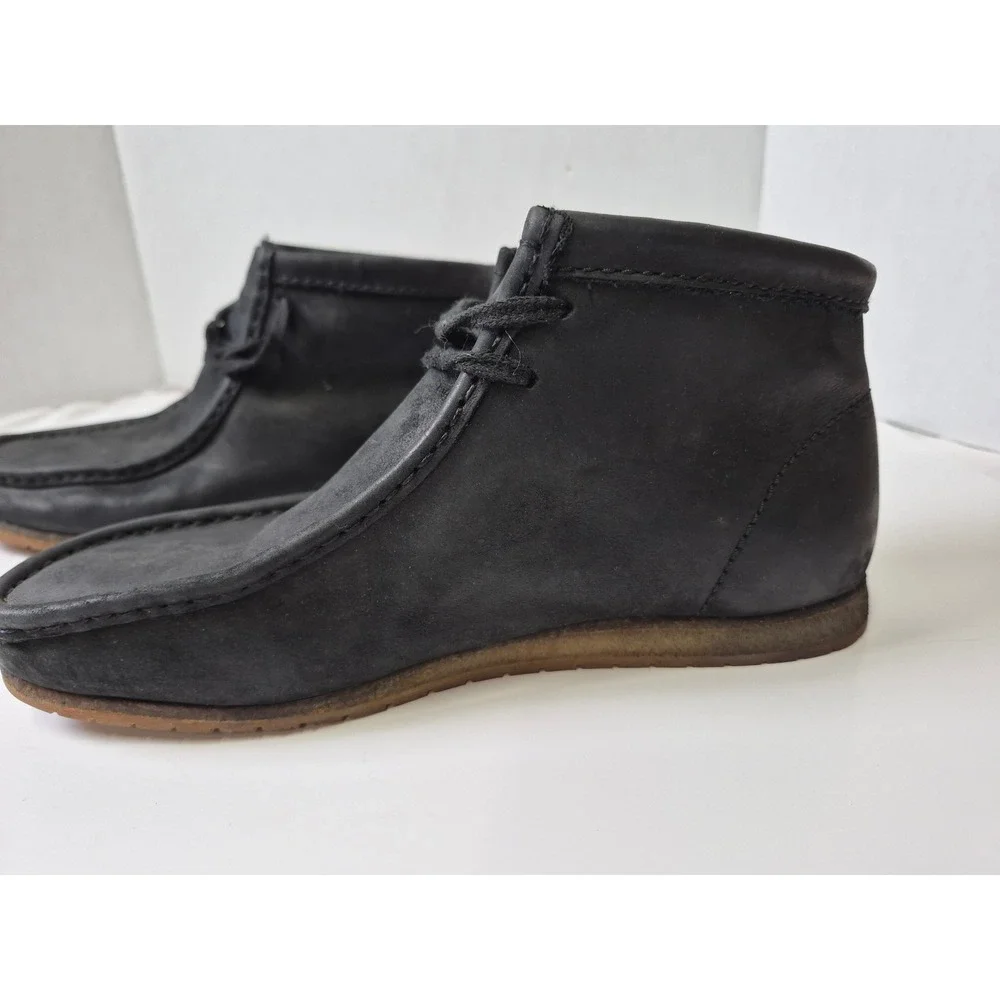 Clarks Wallabee Boots Black Leather Moccasin Lace Up Mens 8 261297667070
